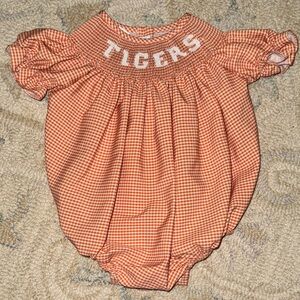 Clemson Smocked Girls Bubble - 6M